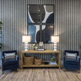 lounge with colorful decor